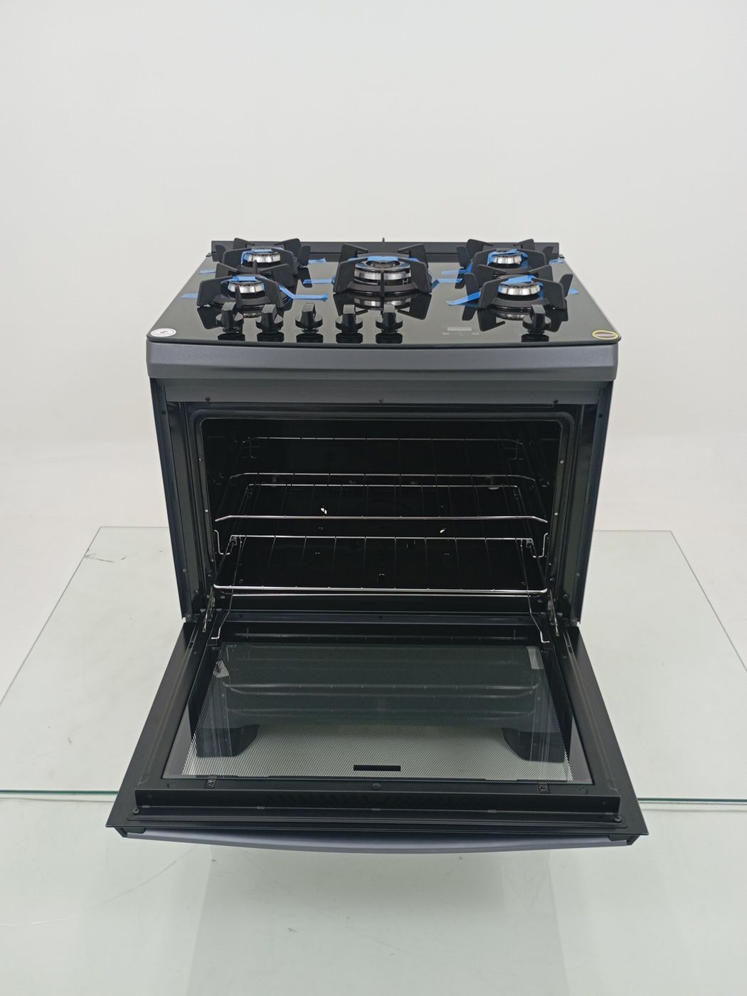 FOGAO ATLAS 5 BOCAS MESA DE VIDRO COM PAINEL 