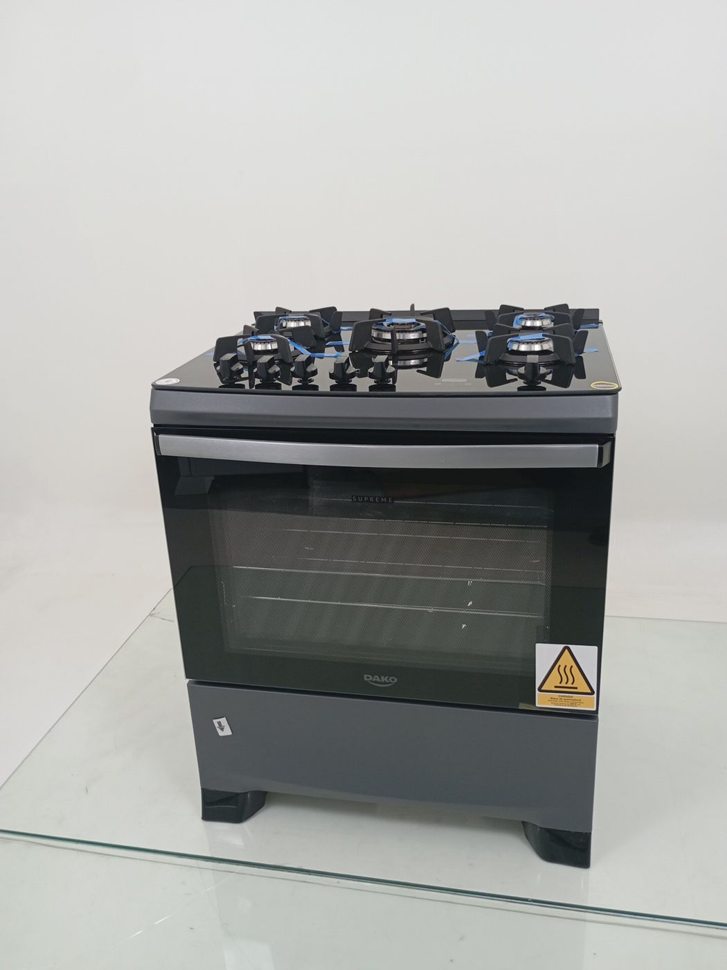 FOGAO ATLAS 5 BOCAS MESA DE VIDRO COM PAINEL 