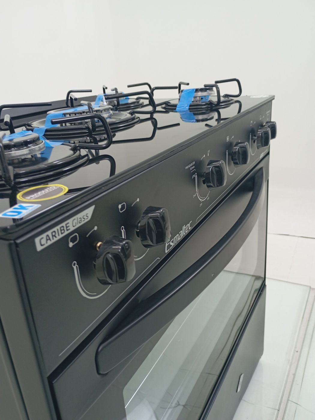 FOGAO ESMALTEC 5 BOCAS CARIBE GLASS MESA DE V