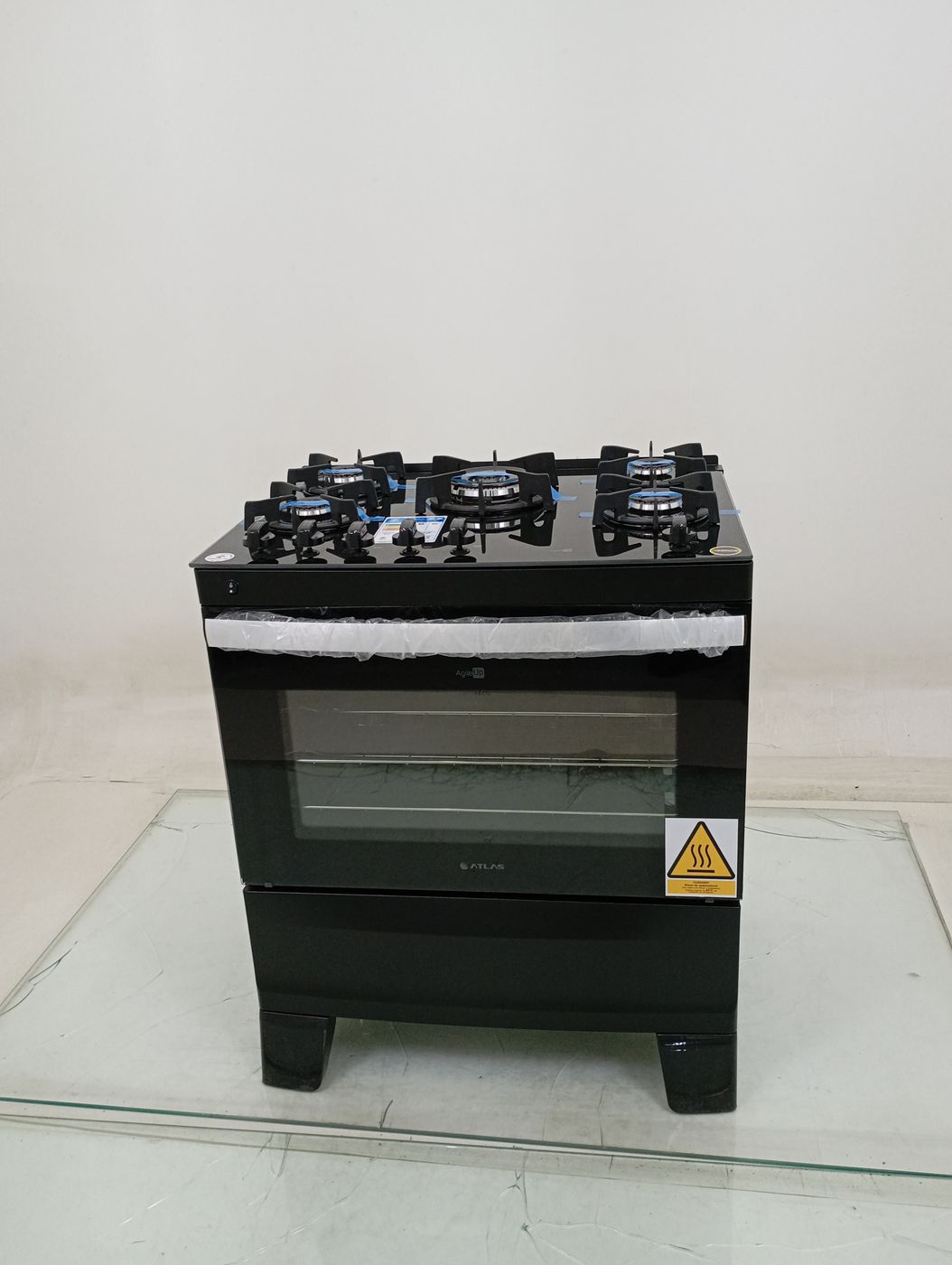 FOGAO ATLAS 5 BOCAS COM MESA DE VIDRO AGILE U