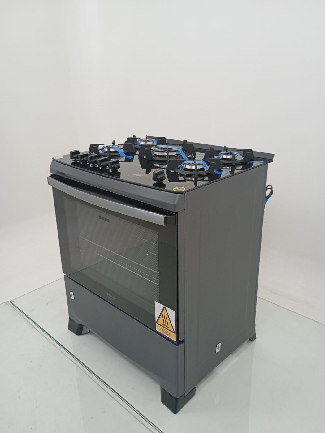 FOGAO ATLAS 5 BOCAS MESA DE VIDRO COM PAINEL 