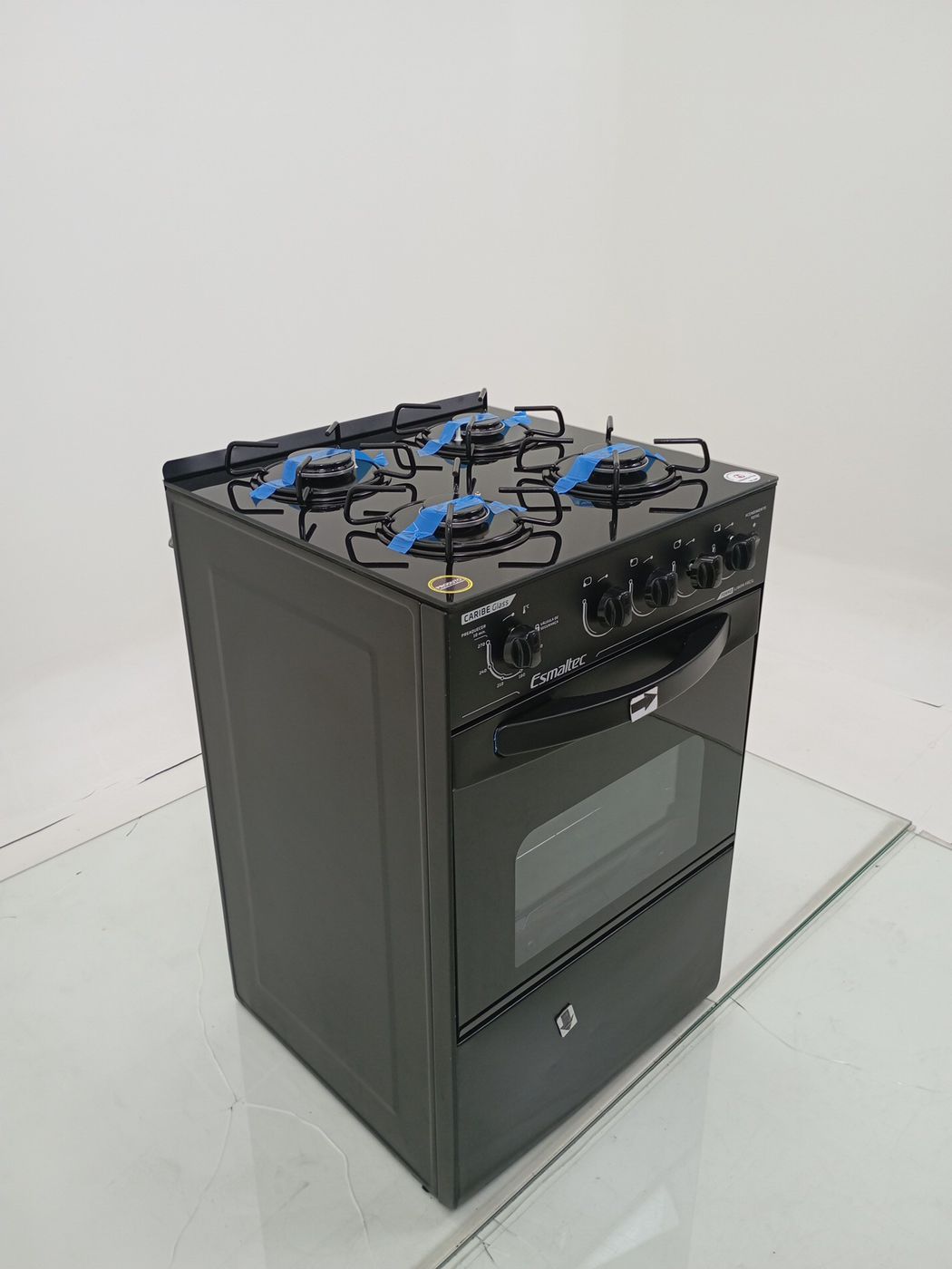 FOGAO ESMALTEC 4 BOCAS CARIBE GLASS MESA DE V