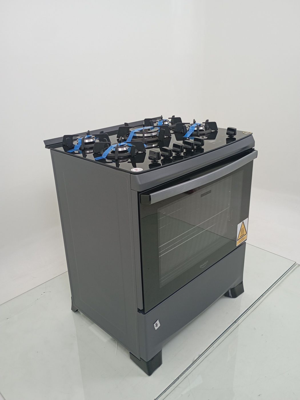 FOGAO ATLAS 5 BOCAS MESA DE VIDRO COM PAINEL 