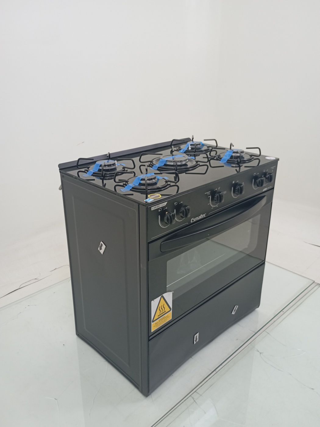 FOGAO ESMALTEC 5 BOCAS CARIBE GLASS MESA DE V