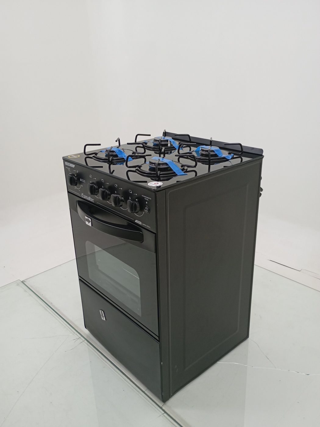 FOGAO ESMALTEC 4 BOCAS CARIBE GLASS MESA DE V