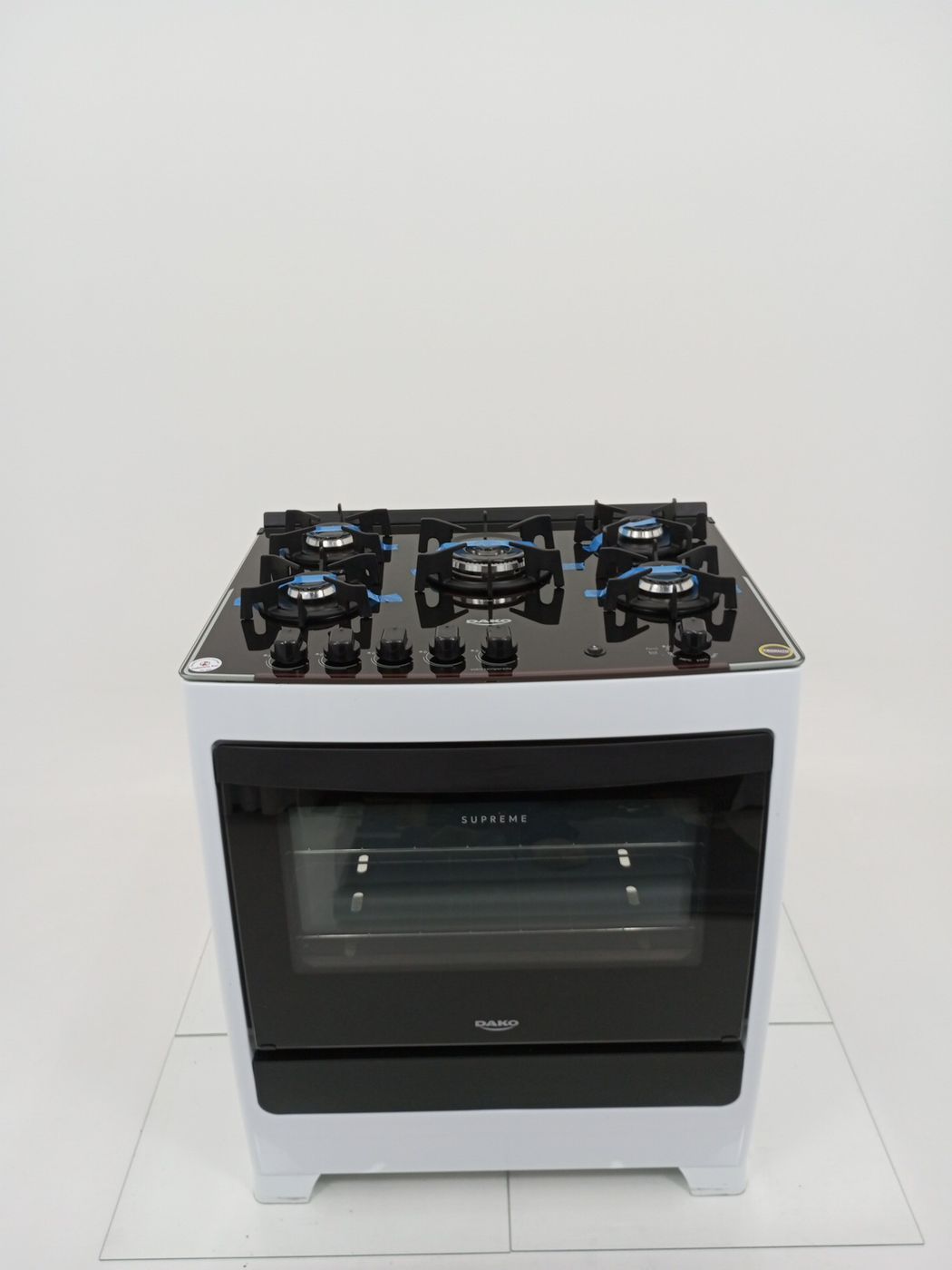 FOGAO DAKO 5 BOCAS MESA DE VIDRO - BRANCO