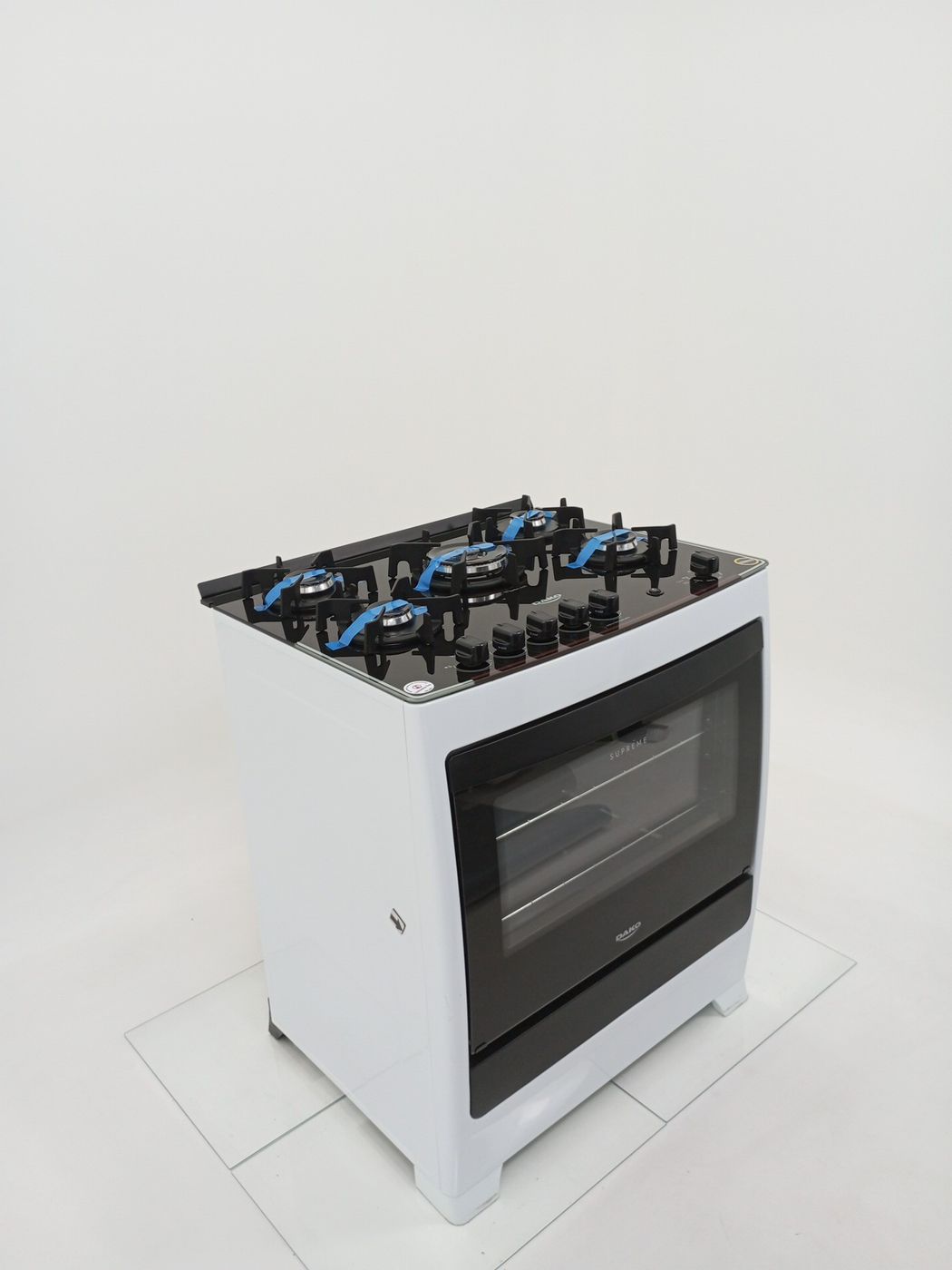 FOGAO DAKO 5 BOCAS MESA DE VIDRO - BRANCO