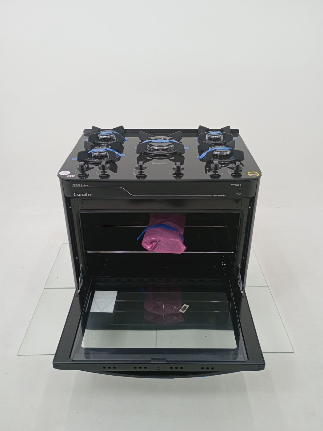 FOGAO ESMALTEC PEROLA GLASS 5 BOCAS MESA DE V