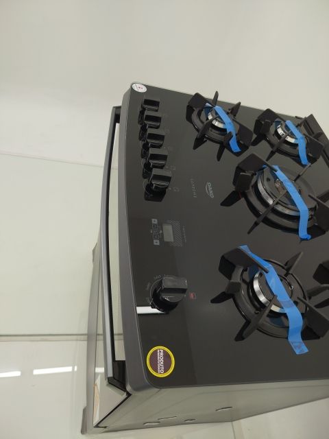 FOGAO ATLAS 5 BOCAS MESA DE VIDRO COM PAINEL 