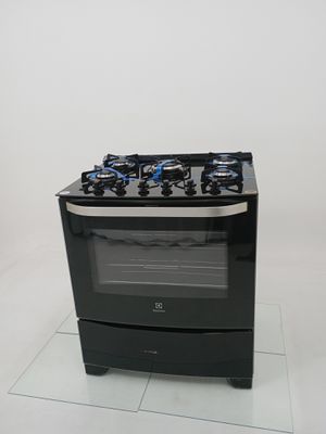 Fogao Electrolux 76gs 5 Bocas Automático Com Mesa De Vidro E Tripla Chama - Preto