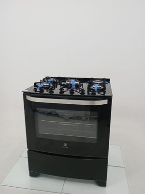 Fogao Electrolux 76gs 5 Bocas Automático Com Mesa De Vidro E Tripla Chama - Preto
