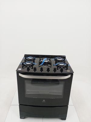 Fogao Electrolux 76gs 5 Bocas Automático Com Mesa De Vidro E Tripla Chama - Preto