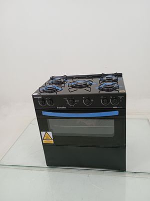 Fogao Esmaltec 5 Bocas Caribe Glass Mesa De Vidro - Preto