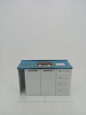 Balcao Itatiaia Diamente 2 Portas 4 Gavetas E Pia Inox 120cm - Branco E Preto
