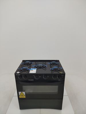 Fogao Esmaltec 5 Bocas Caribe Glass Mesa De Vidro - Preto