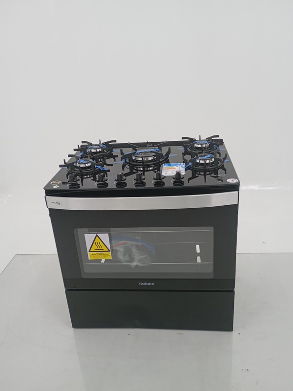 Fogao Itatiaia Itaglass Plus 5 Bocas Mesa De Vidro - Preto