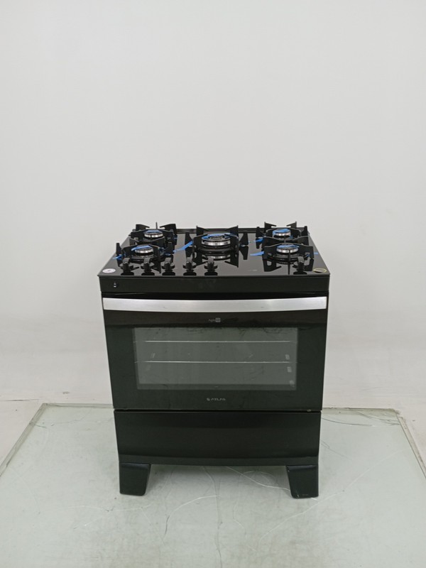 Fogao Atlas 5 Bocas Com Mesa De Vidro Agile Up - Preto